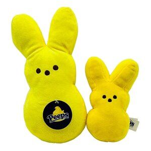 Peeps Bunny Plush Easter Basket Rabbit‎ Yellow 9 and 6 inch Stuffed Lot of 2